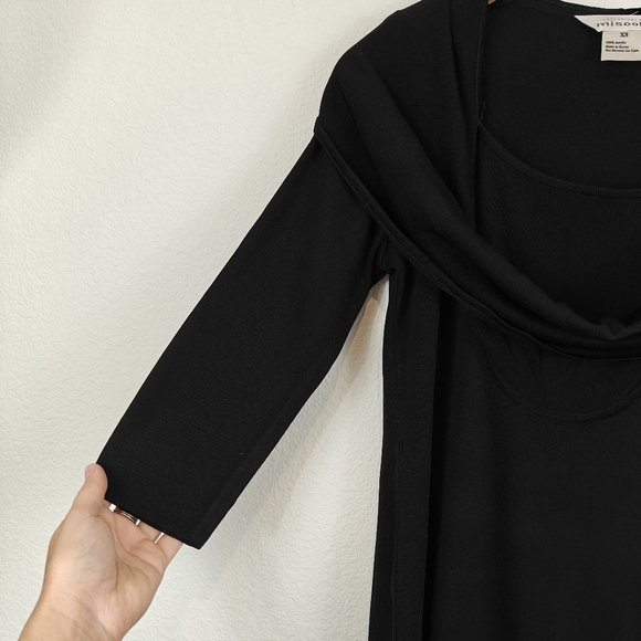 Exclusively MISOOK Knee Length Black Acrylic 3/4 Sleeve Cowl Neck Dress Size XS - Picture 5 of 13